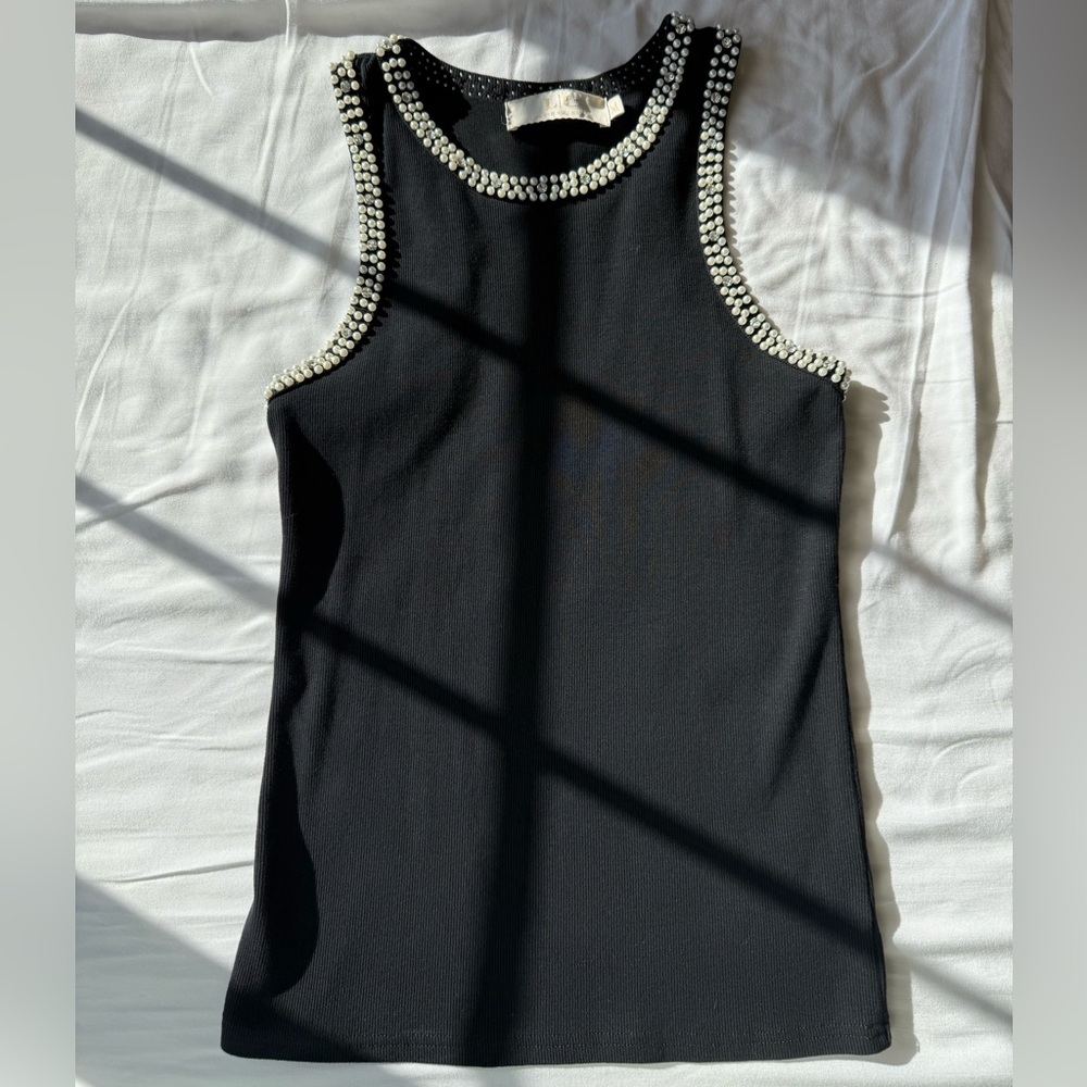 Women’s Lizette Collection Embellished Elegant Office Siren Black Tank Sz. M